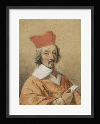 Framed Portrait of Armand-Jean du Plessis, Cardinal de Richelieu Print