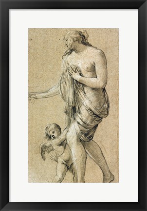 Framed Study of a Female Figure with a Putto Print