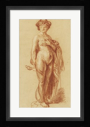 Framed Nude Woman with a Snake Print