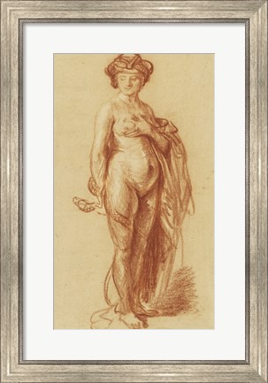 Framed Nude Woman with a Snake Print