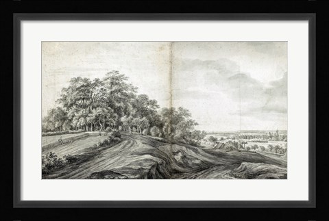 Framed Landscape with Haymakers Print