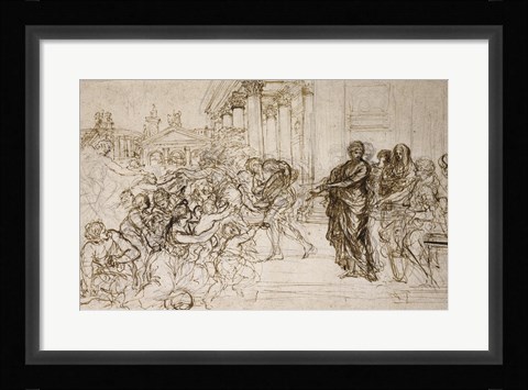 Framed Saint Cecilia Giving Alms to the Poor Print