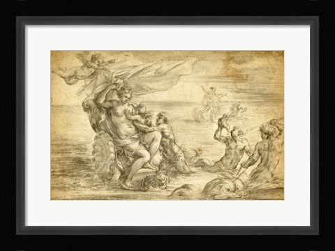 Framed Venus in Her Sea Chariot Suckling Cupid Print
