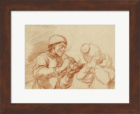 Framed Studies of a Man Smoking and a Man Drinking Print