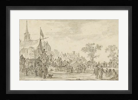 Framed Village Festival with Musicians Playing Outside a Tent Print