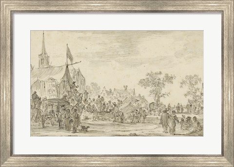 Framed Village Festival with Musicians Playing Outside a Tent Print