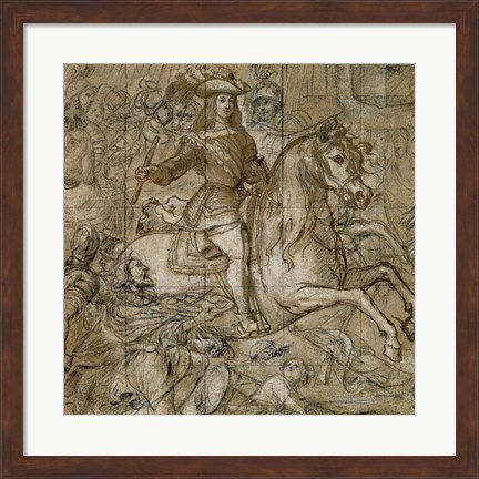 Framed Equestrian Portrait of Don Juan Jose of Austria Print