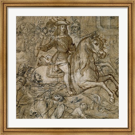 Framed Equestrian Portrait of Don Juan Jose of Austria Print