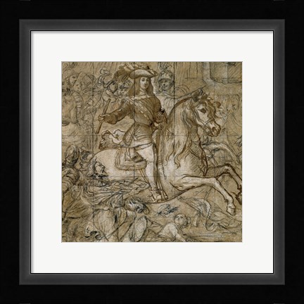 Framed Equestrian Portrait of Don Juan Jose of Austria Print