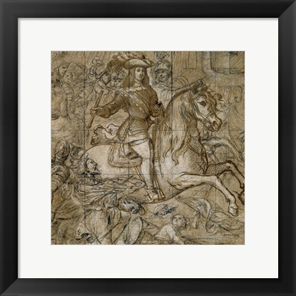 Framed Equestrian Portrait of Don Juan Jose of Austria Print