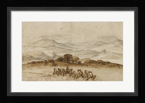 Framed Landscape in Latium with Farm Laborers Print
