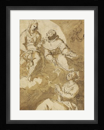 Framed Saint Francis Interceding with the Virgin on Behalf of a Female Saint Print