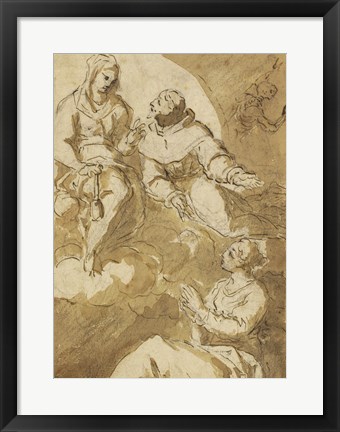 Framed Saint Francis Interceding with the Virgin on Behalf of a Female Saint Print