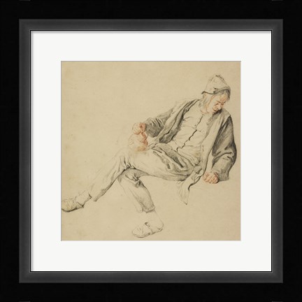 Framed Seated Peasant Print