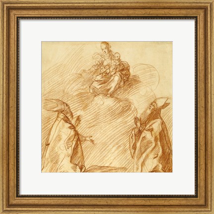 Framed Virgin and Child Appearing to Two Bishops Print