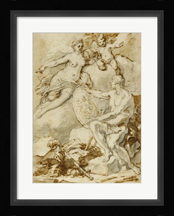 Framed Venus Receiving from Vulcan the Arms of Aeneas Print