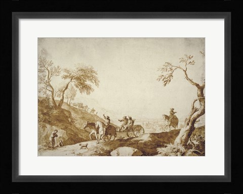 Framed Landscape with Travelers Print