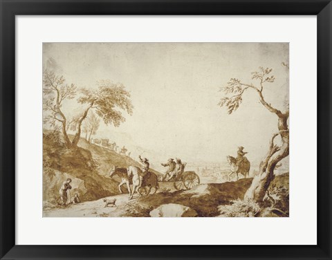 Framed Landscape with Travelers Print