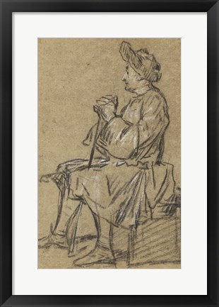 Framed Study of a Seated Man Print