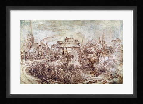 Framed Landscape with Figures Print