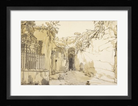 Framed Entrance to the Grotto at Posilipo Print