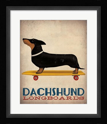 Framed Dachshund Longboards Print