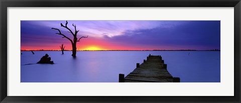 Framed Lake Charm Blue Print