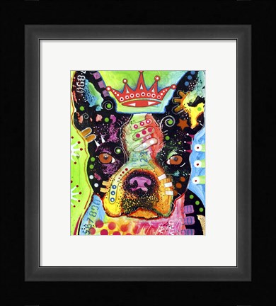 Framed Boston Terrier Crowned Print