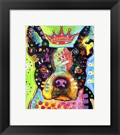 Framed Boston Terrier Crowned Print