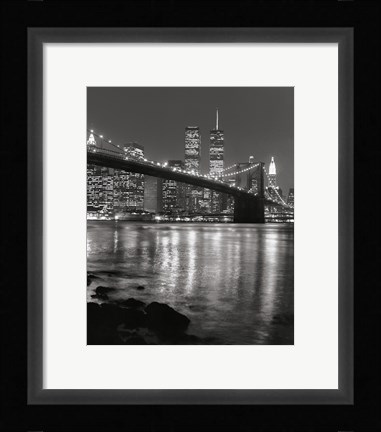 Framed Brooklyn Bridge at Night Print
