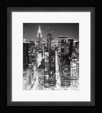 Framed Night Skyline NYC Print