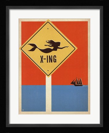 Framed Mermaid Crossing Print