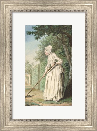 Framed Duchess of Chaulnes as a Gardener in an Allee Print