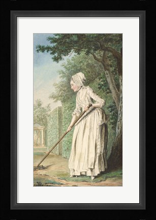 Framed Duchess of Chaulnes as a Gardener in an Allee Print