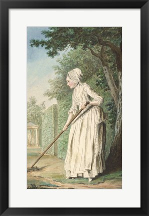 Framed Duchess of Chaulnes as a Gardener in an Allee Print