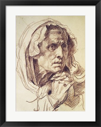 Framed Study of the Head of an Old Woman Print