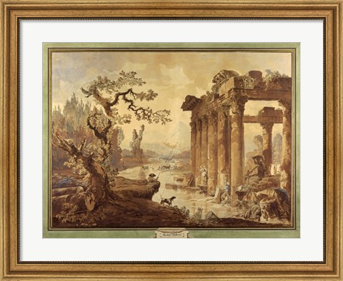 Framed Landscape with Ruins Print