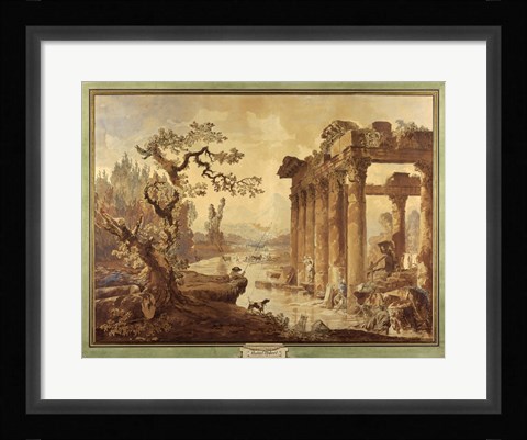 Framed Landscape with Ruins Print