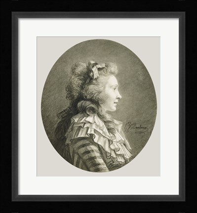 Framed Portrait of a Young Lady in Profile Print