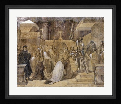 Framed Duke of Alba Receiving the Pope's Blessing in the Cathedral of St.Gudule Print