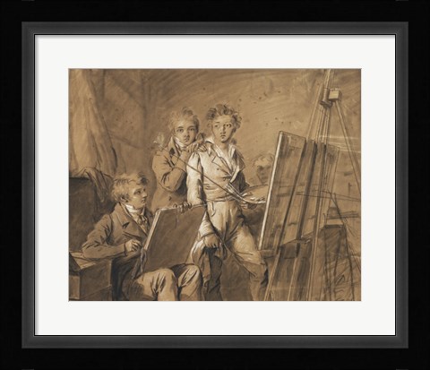 Framed Three Young Artists in a Studio Print