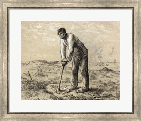Framed Man with a Hoe Print