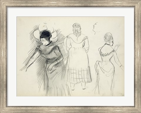 Framed Sketches of Cafe Singers Print