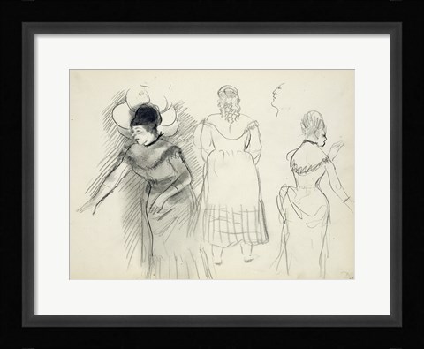 Framed Sketches of Cafe Singers Print
