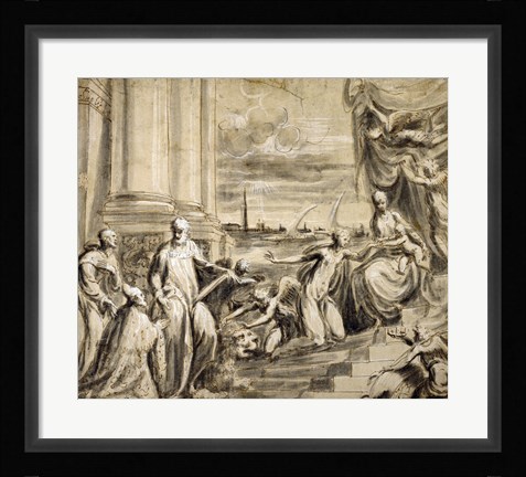 Framed Mystic Marriage of Saint Catherine with Saints and a Doge Print