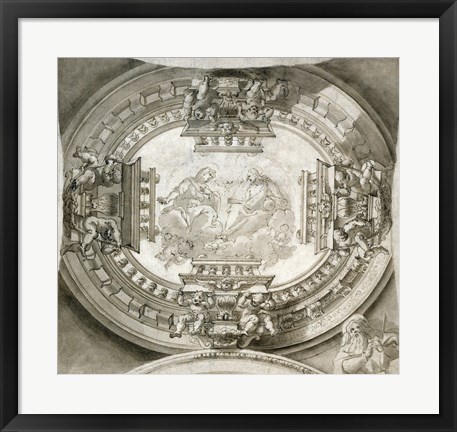 Framed Study for a Ceiling with the Virgin and Christ in Glory Print