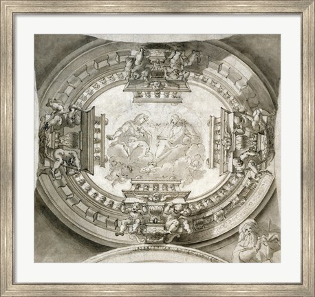 Framed Study for a Ceiling with the Virgin and Christ in Glory Print