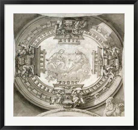 Framed Study for a Ceiling with the Virgin and Christ in Glory Print