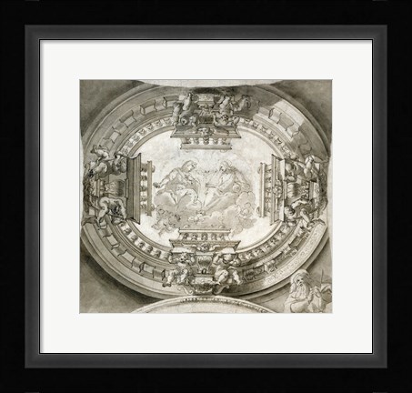 Framed Study for a Ceiling with the Virgin and Christ in Glory Print