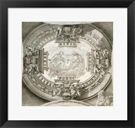 Framed Study for a Ceiling with the Virgin and Christ in Glory Print